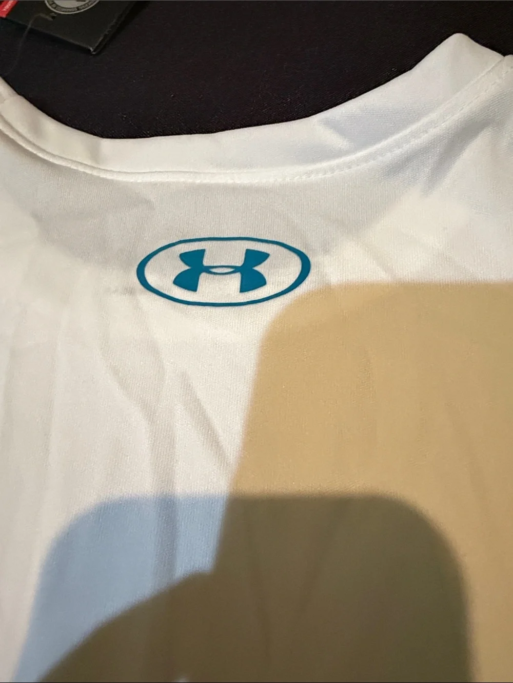 Under Armour White Short-Sleeve Performance Tee with Teal Logo